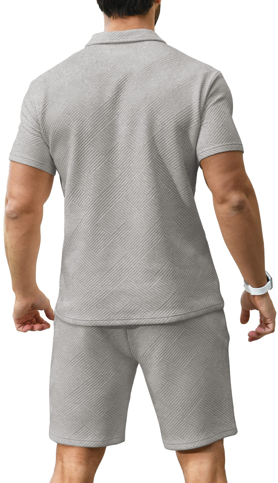 KUYIGO Men's Polo Shirt and Shorts Set Summer Outfits Fashion Casual Short Sleeve Polo Suit for Men 2 Piece Shorts Tracksuit