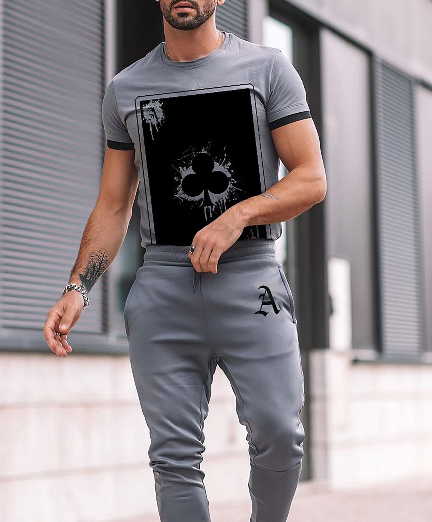 Men's Tracksuits 2 Piece Outfit Casual Short Sleeve Sweat