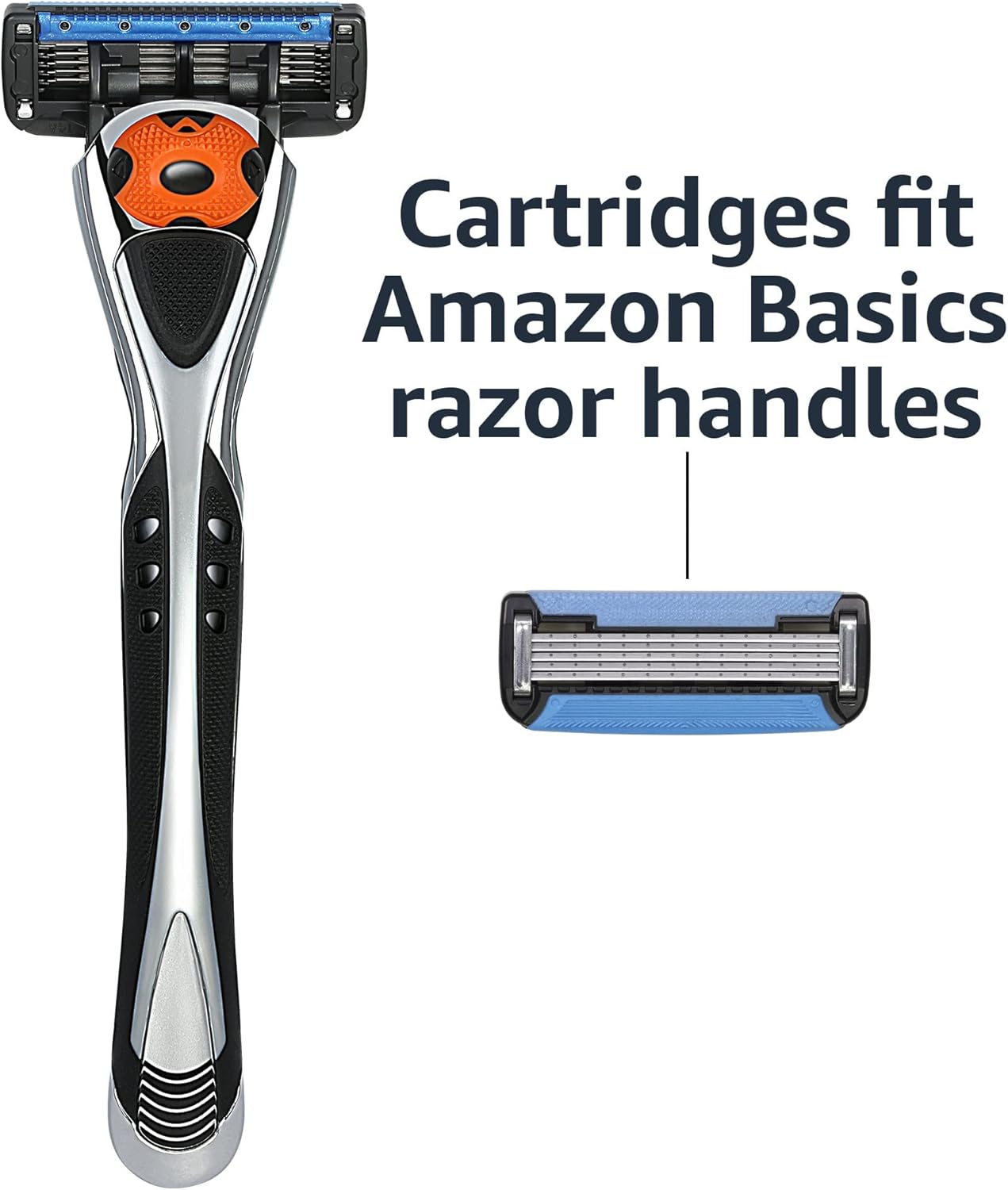 Amazon Basics 5-Blade MotionSphere Men's Razor with Dual Lubrication and Precision Trimmer, 17 Piece Set, 1 Handle & 16 Cartridges, Black
