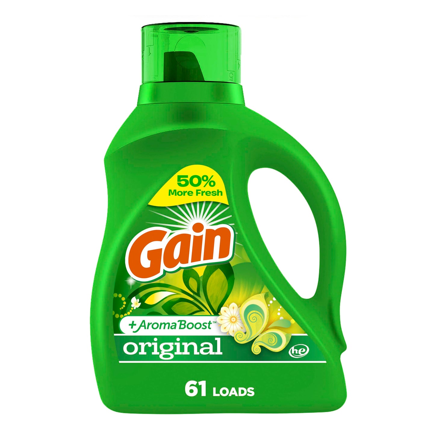 Gain + Aroma Boost Laundry Detergent Liquid, Original Scent, 107 Loads, 154 fl oz, HE Compatible Laundry Soap with Febreze and Oxi, Gain Laundry Detergent, Liquid Laundry Detergent