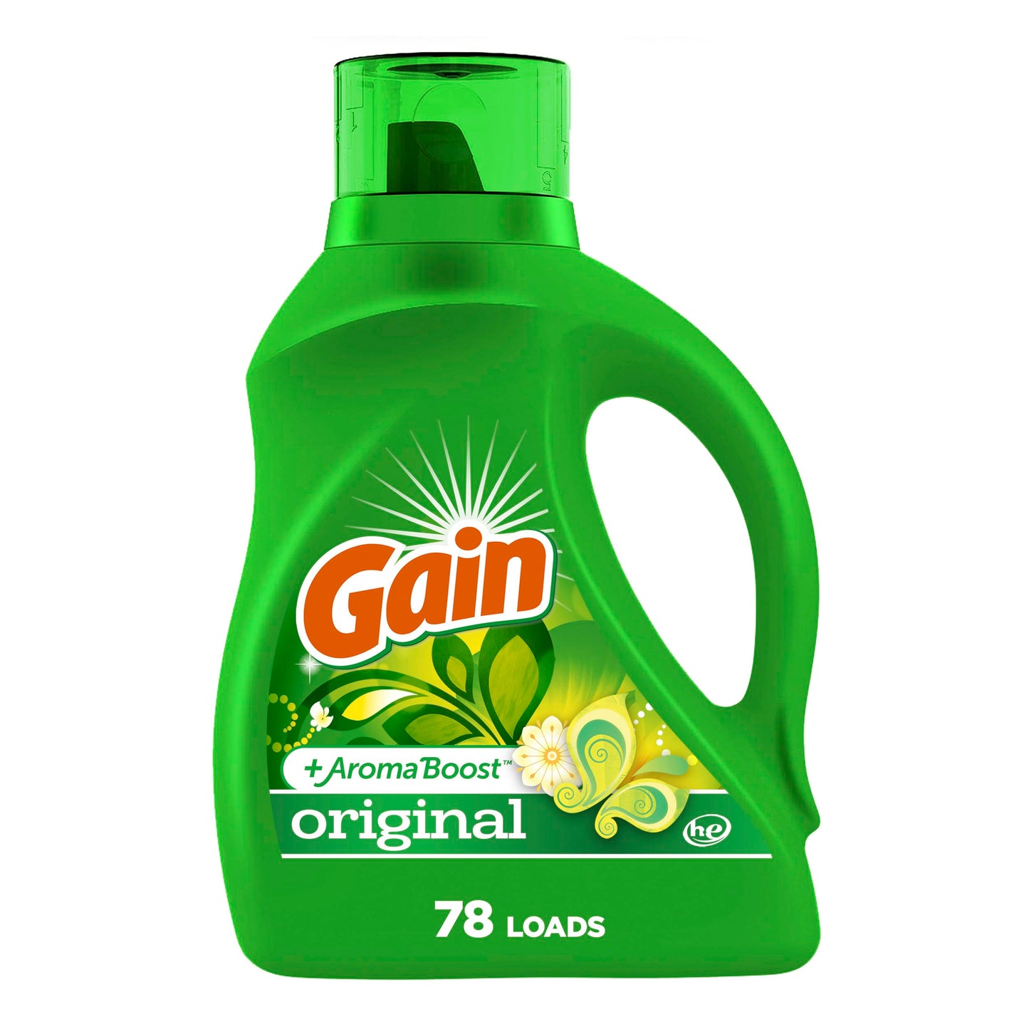Gain + Aroma Boost Laundry Detergent Liquid, Original Scent, 107 Loads, 154 fl oz, HE Compatible Laundry Soap with Febreze and Oxi, Gain Laundry Detergent, Liquid Laundry Detergent