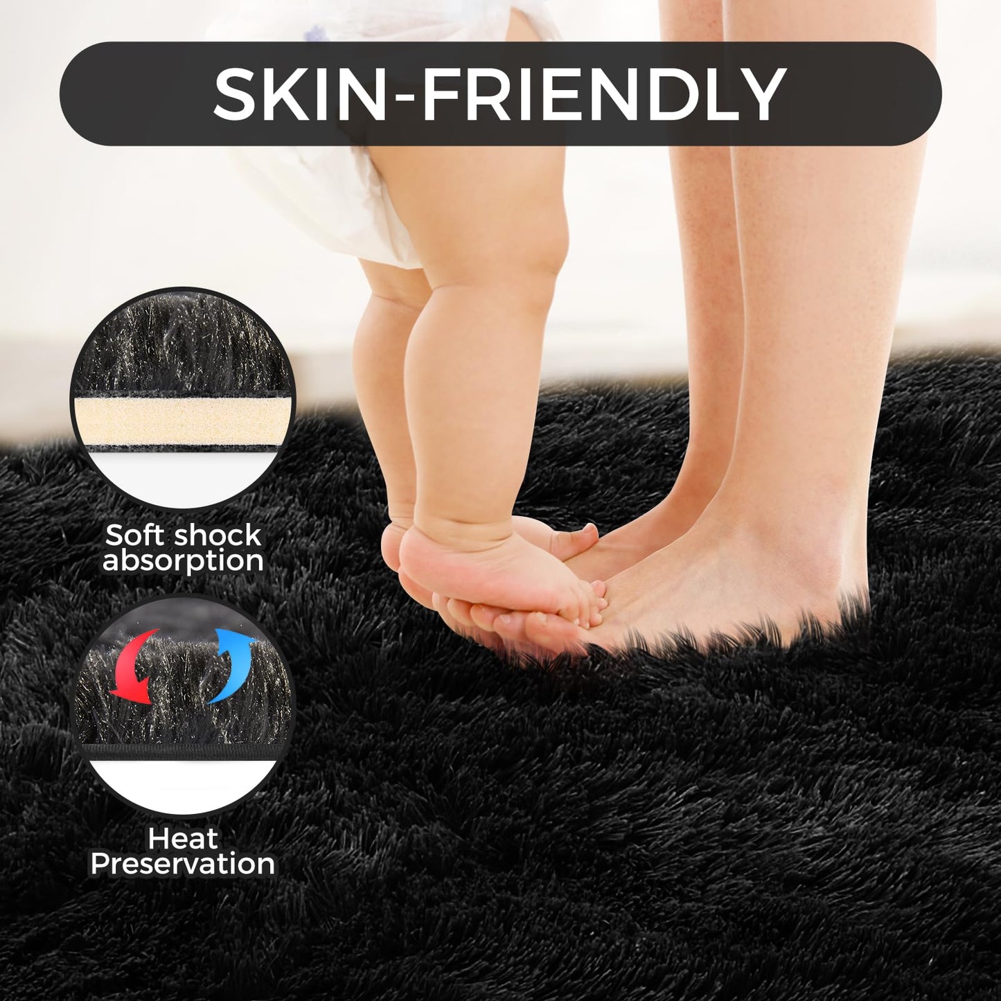 Ultra Soft Rug for Living Room, 5X8 Fluffy Shag Area Rug for Bedroom, Modern Shaggy Carpets Fuzzy Rug for Teens Dorm Nursery Home Decor Aesthetic, Upgrade Anti-Skid Durable, Grey