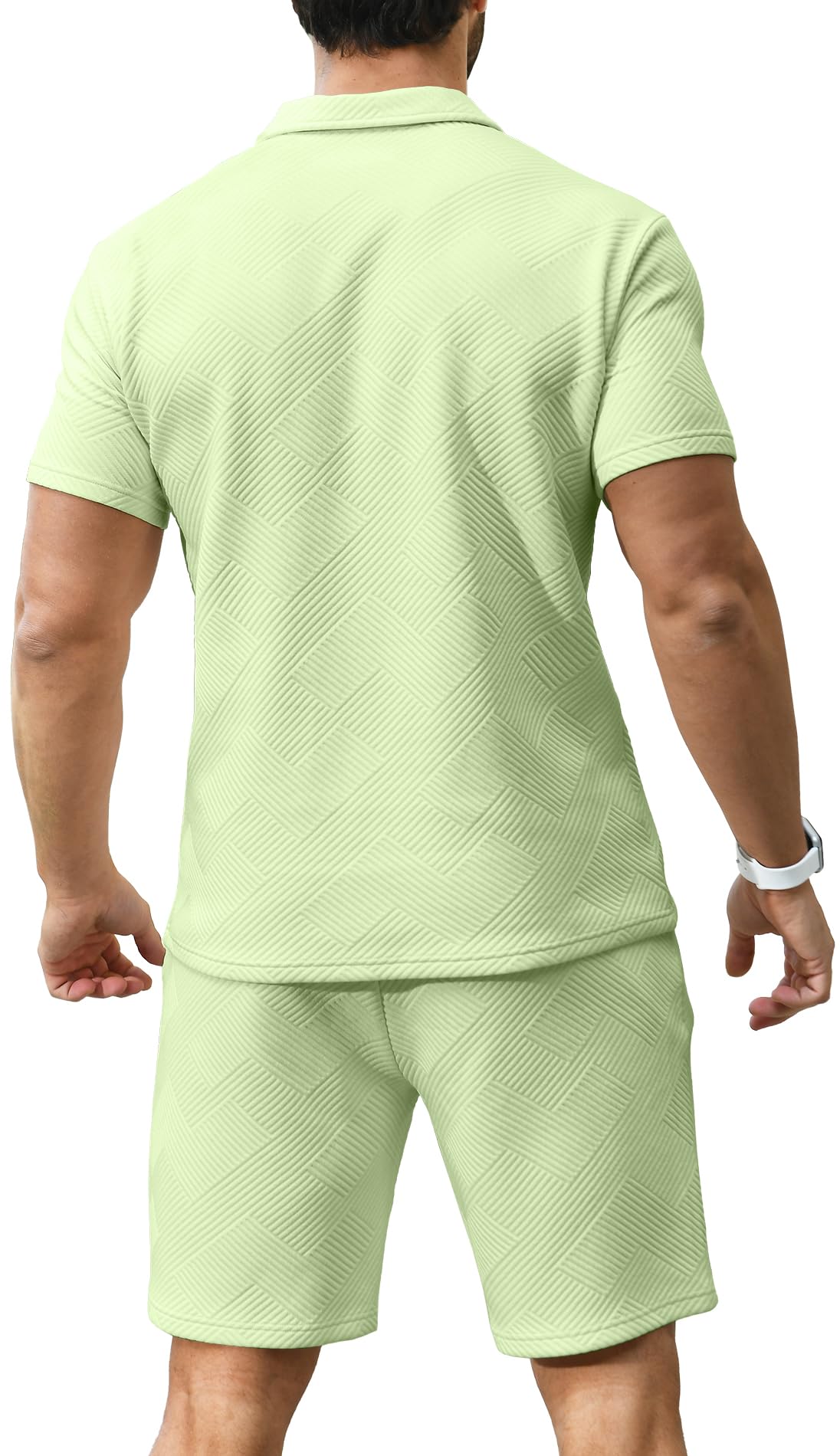KUYIGO Men's Polo Shirt and Shorts Set Summer Outfits Fashion Casual Short Sleeve Polo Suit for Men 2 Piece Shorts Tracksuit