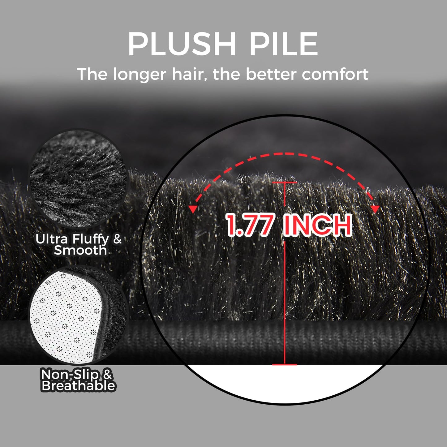 Ultra Soft Rug for Living Room, 5X8 Fluffy Shag Area Rug for Bedroom, Modern Shaggy Carpets Fuzzy Rug for Teens Dorm Nursery Home Decor Aesthetic, Upgrade Anti-Skid Durable, Grey
