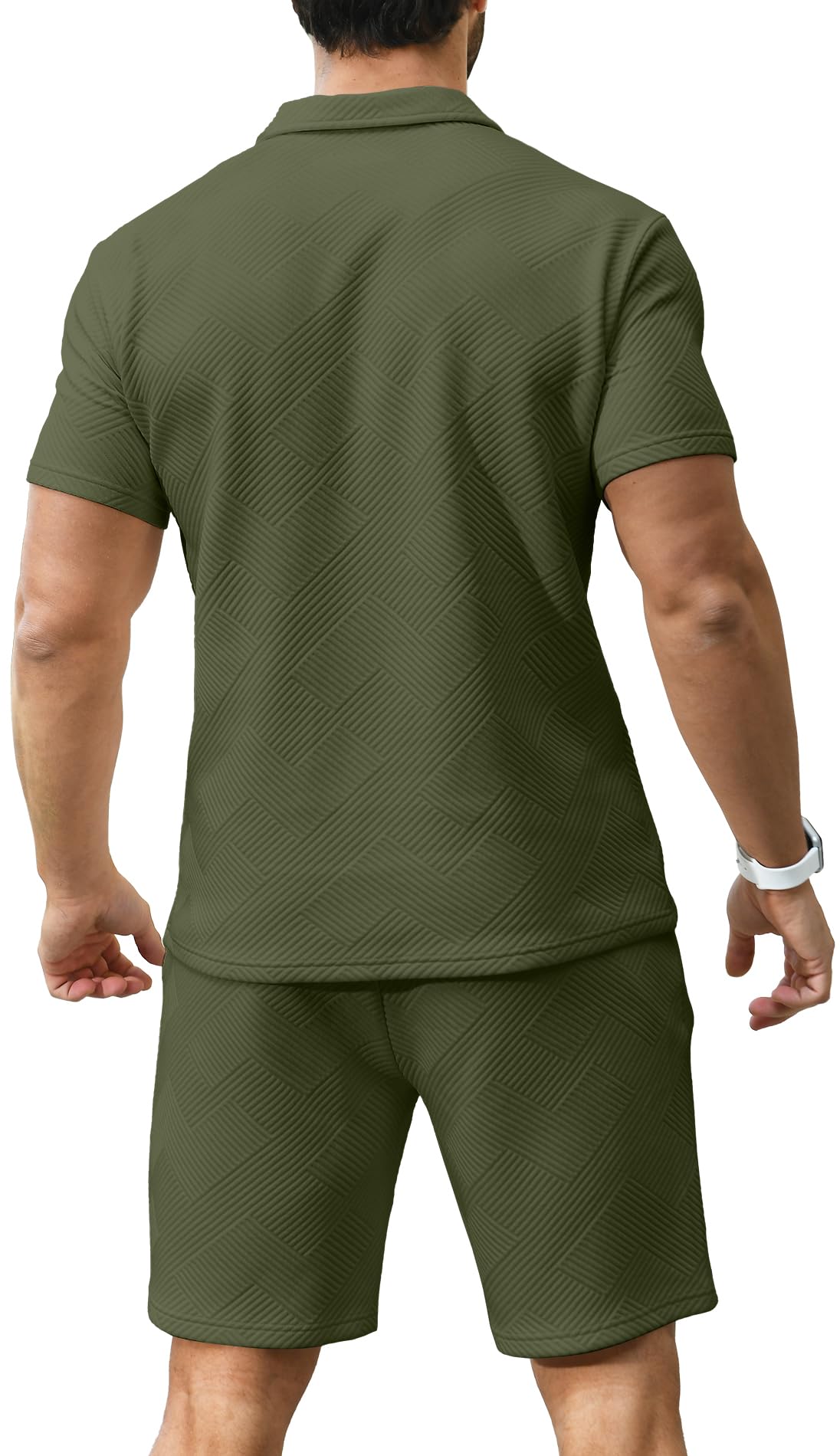 KUYIGO Men's Polo Shirt and Shorts Set Summer Outfits Fashion Casual Short Sleeve Polo Suit for Men 2 Piece Shorts Tracksuit