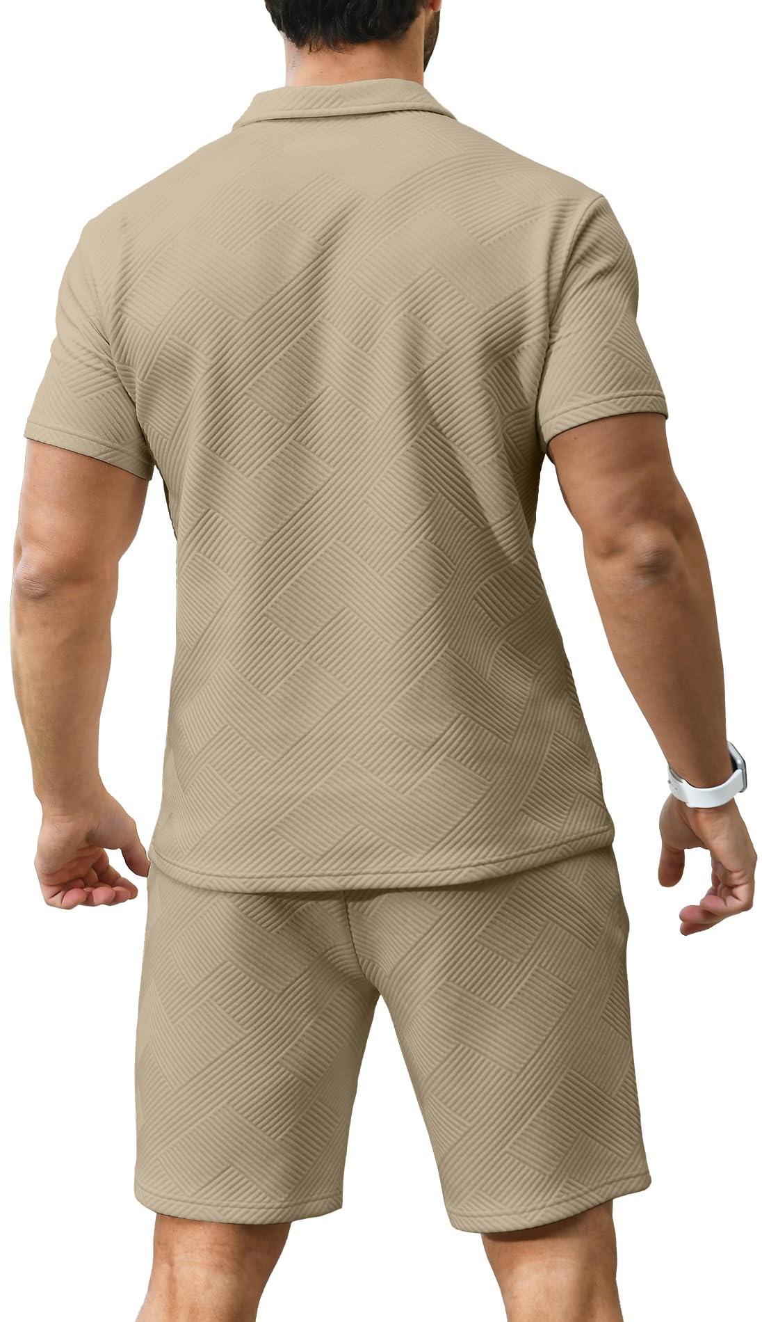 KUYIGO Men's Polo Shirt and Shorts Set Summer Outfits Fashion Casual Short Sleeve Polo Suit for Men 2 Piece Shorts Tracksuit