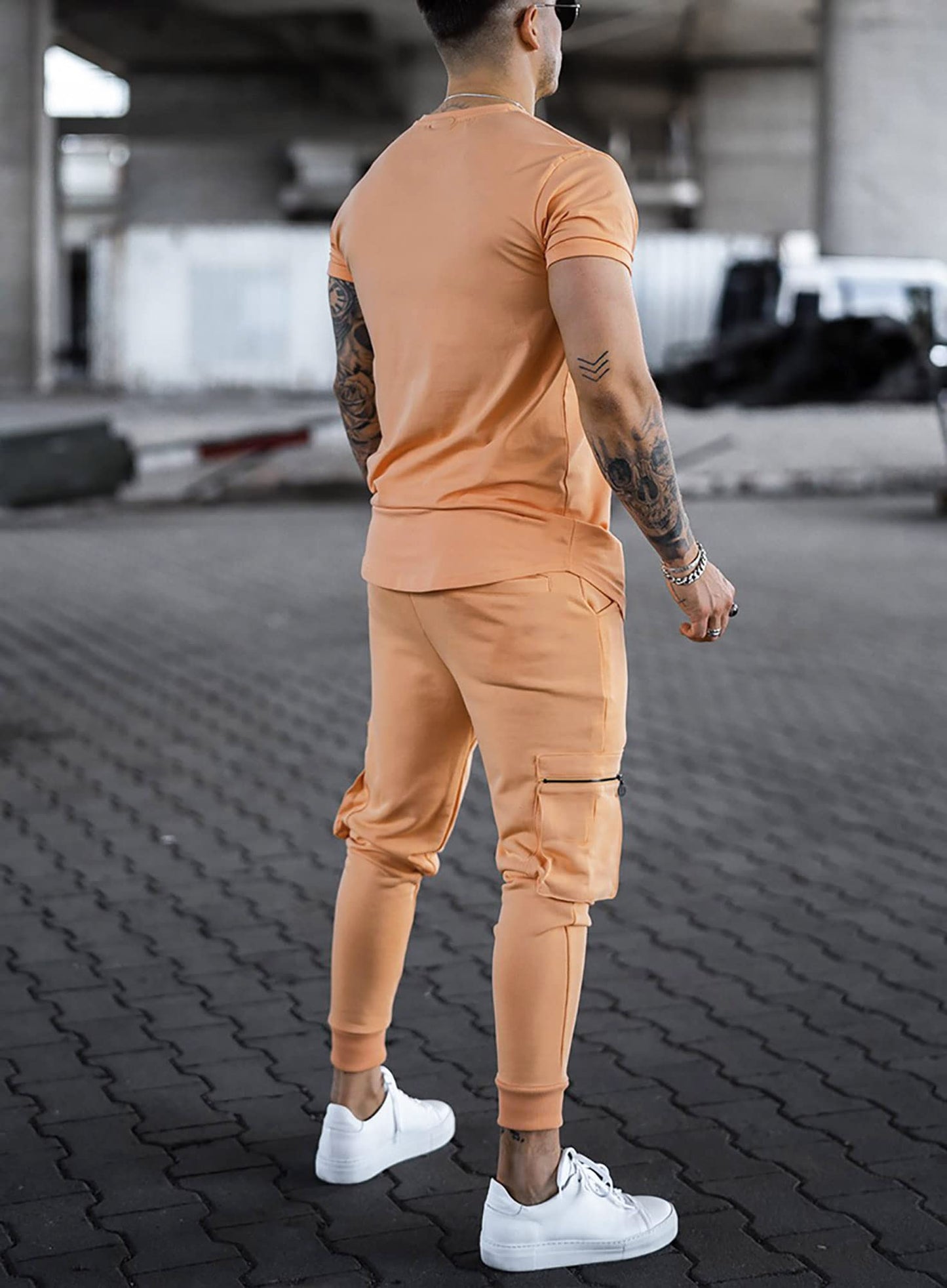 Men's Tracksuits 2 Piece Outfit Casual Short Sleeve Sweat