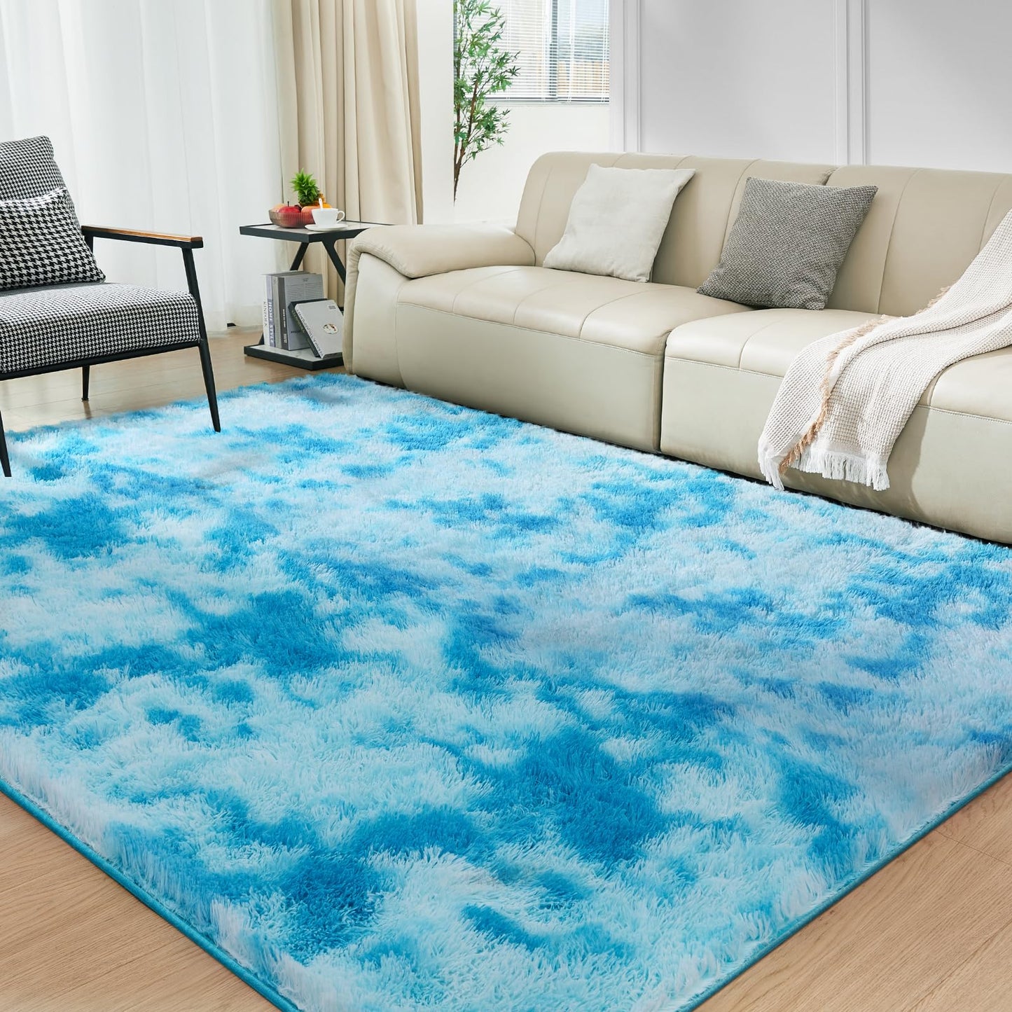 Ultra Soft Rug for Living Room, 5X8 Fluffy Shag Area Rug for Bedroom, Modern Shaggy Carpets Fuzzy Rug for Teens Dorm Nursery Home Decor Aesthetic, Upgrade Anti-Skid Durable, Grey