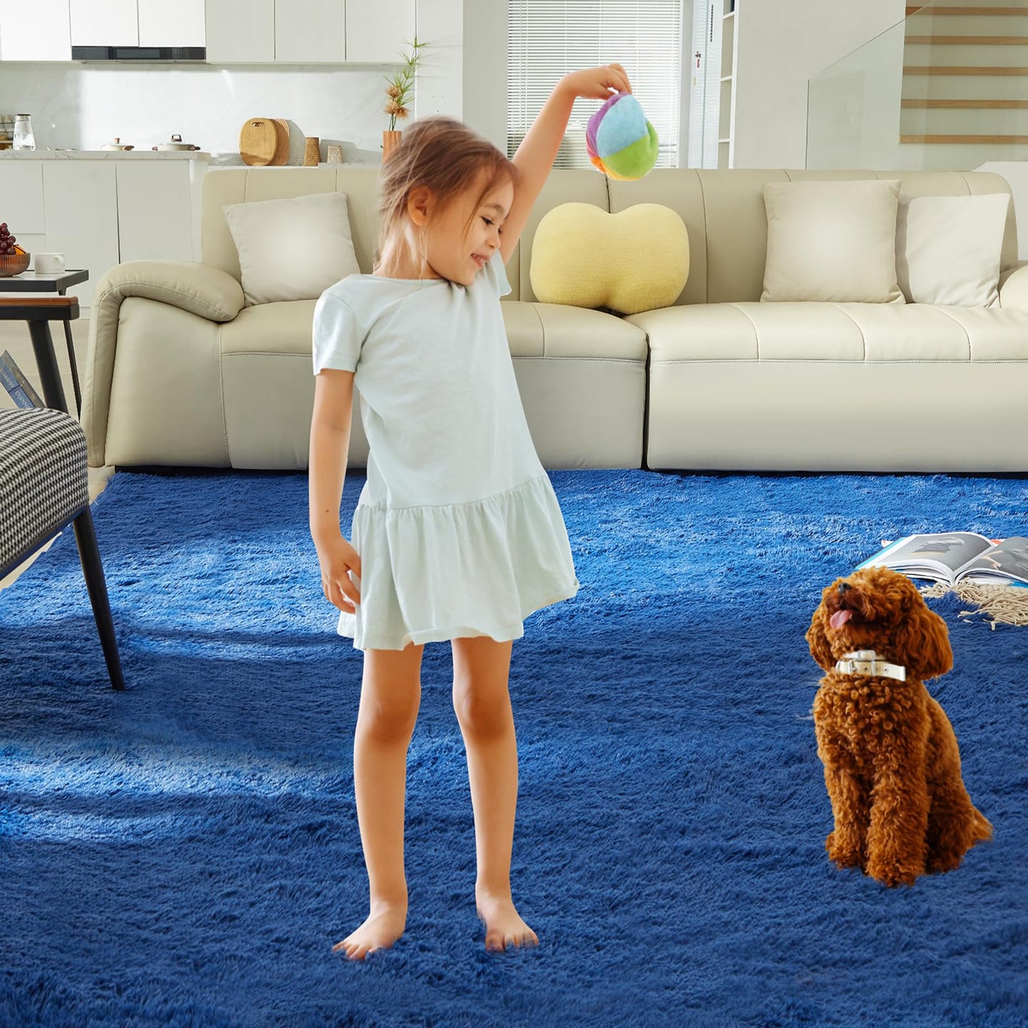 Ultra Soft Rug for Living Room, 5X8 Fluffy Shag Area Rug for Bedroom, Modern Shaggy Carpets Fuzzy Rug for Teens Dorm Nursery Home Decor Aesthetic, Upgrade Anti-Skid Durable, Grey