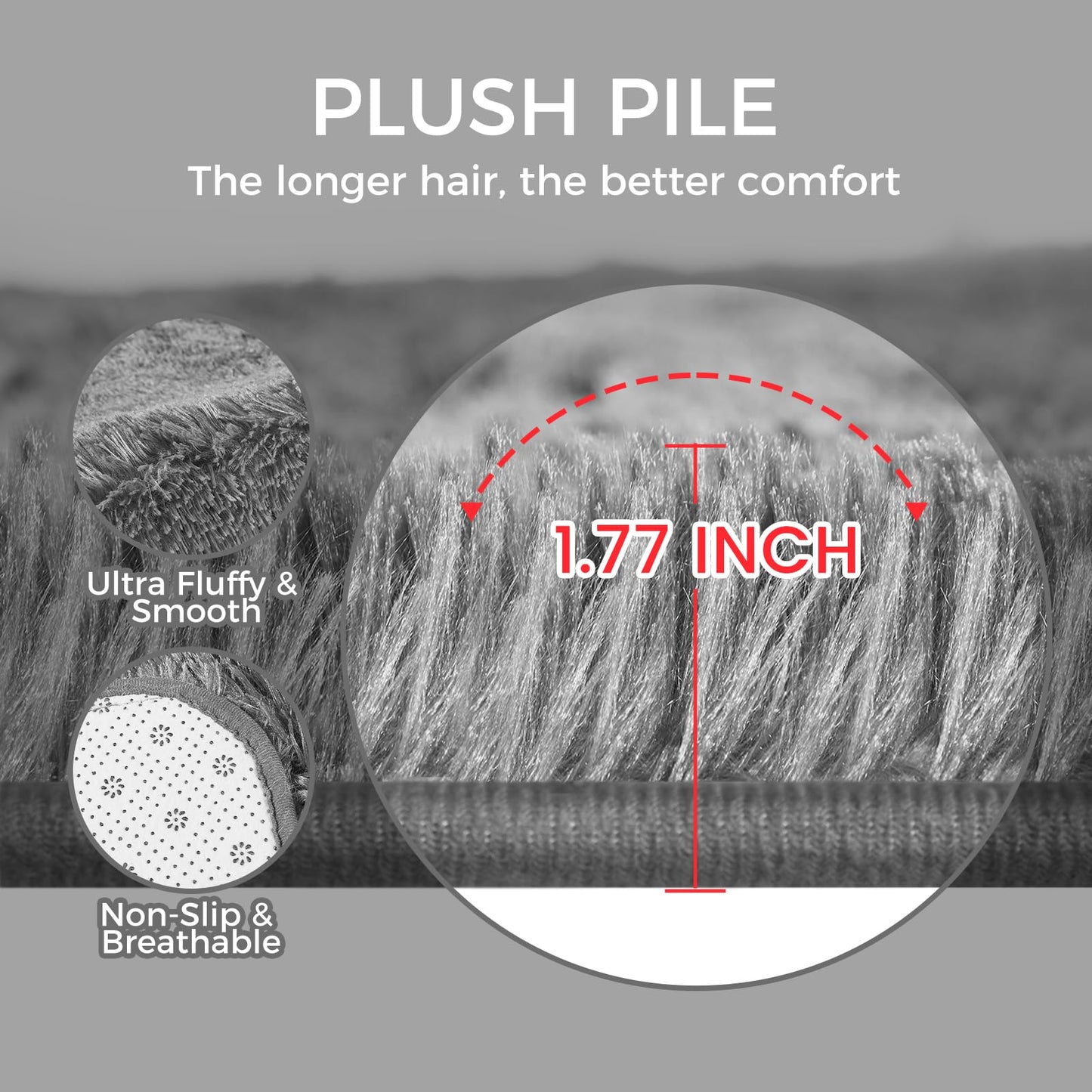 Ultra Soft Rug for Living Room, 5X8 Fluffy Shag Area Rug for Bedroom, Modern Shaggy Carpets Fuzzy Rug for Teens Dorm Nursery Home Decor Aesthetic, Upgrade Anti-Skid Durable, Grey