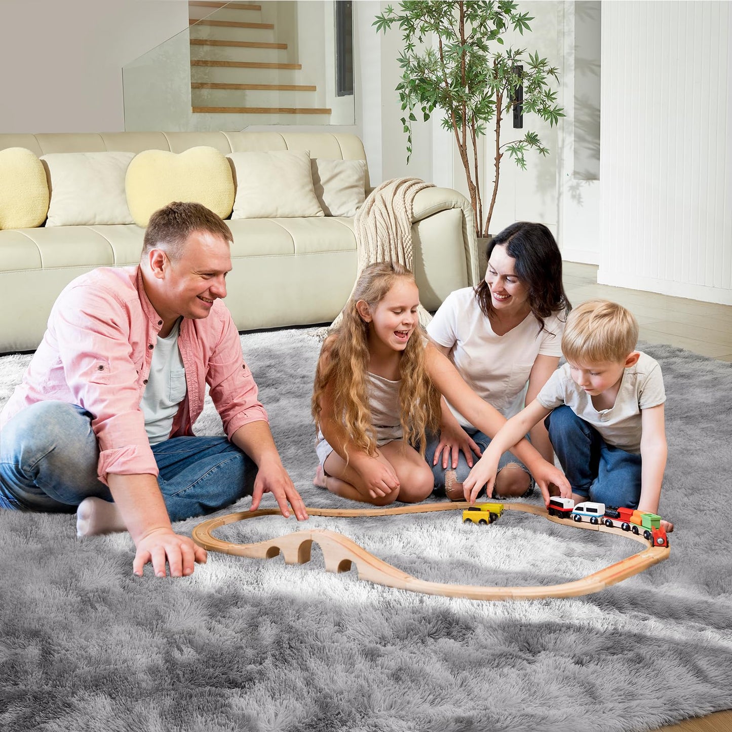 Ultra Soft Rug for Living Room, 5X8 Fluffy Shag Area Rug for Bedroom, Modern Shaggy Carpets Fuzzy Rug for Teens Dorm Nursery Home Decor Aesthetic, Upgrade Anti-Skid Durable, Grey