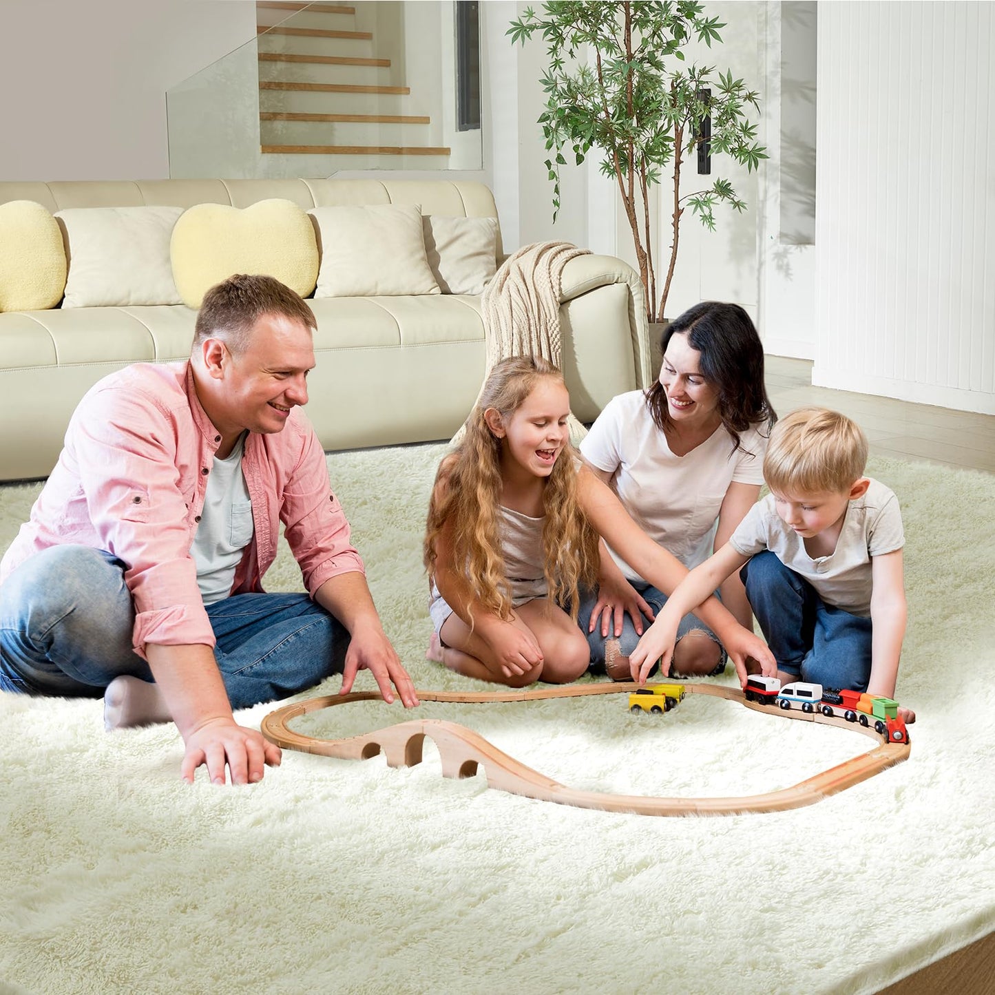 Ultra Soft Rug for Living Room, 5X8 Fluffy Shag Area Rug for Bedroom, Modern Shaggy Carpets Fuzzy Rug for Teens Dorm Nursery Home Decor Aesthetic, Upgrade Anti-Skid Durable, Grey