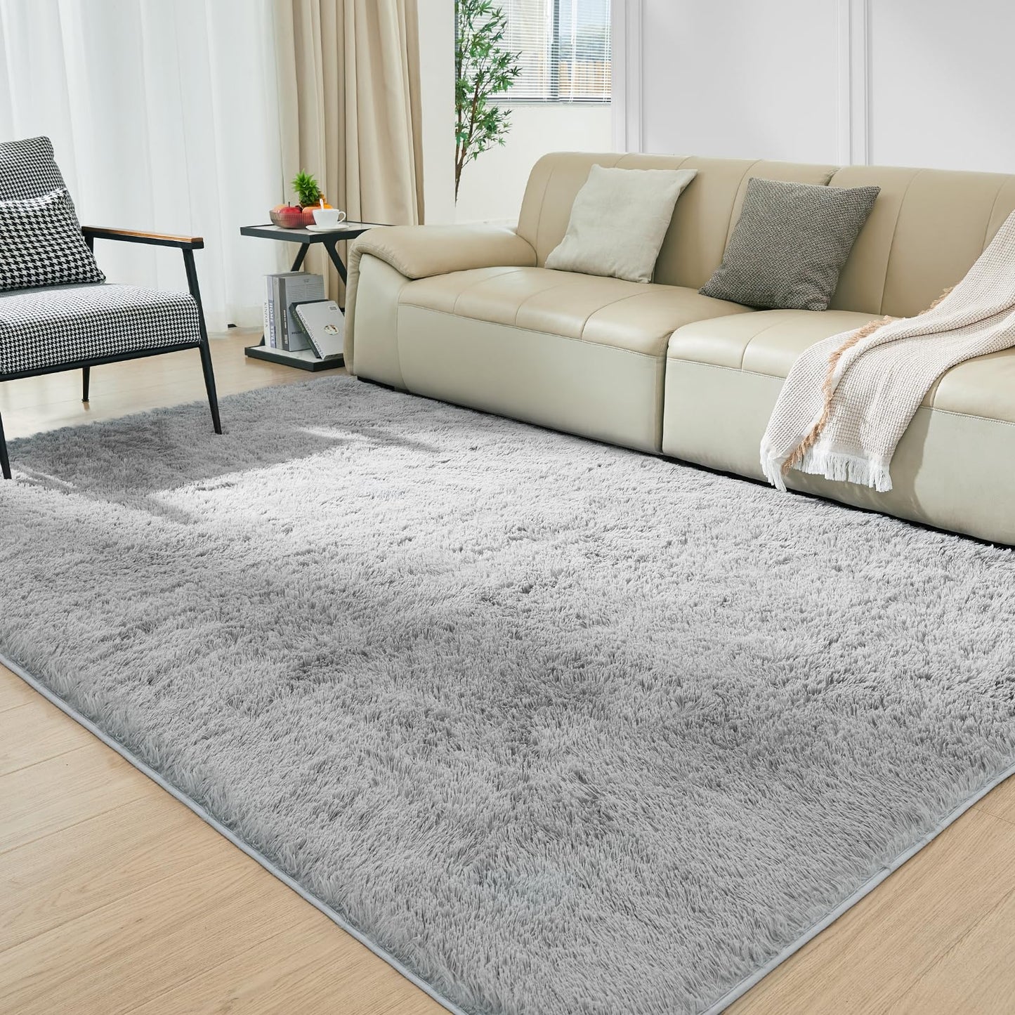 Ultra Soft Rug for Living Room, 5X8 Fluffy Shag Area Rug for Bedroom, Modern Shaggy Carpets Fuzzy Rug for Teens Dorm Nursery Home Decor Aesthetic, Upgrade Anti-Skid Durable, Grey