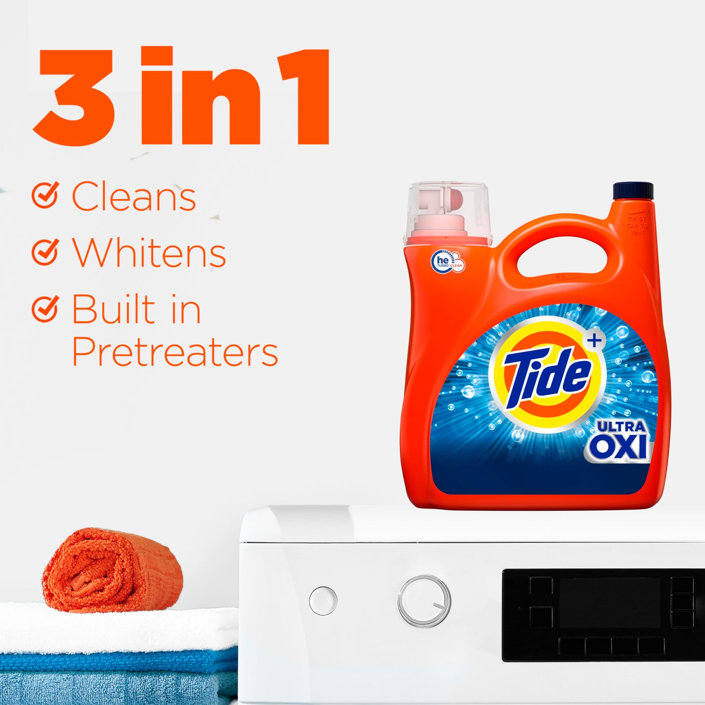 Tide Ultra Oxi Liquid Laundry Detergent, HE Compatible, 59 Loads, 84 fl oz, Tide Laundry Detergent, Laundry Detergent Liquid