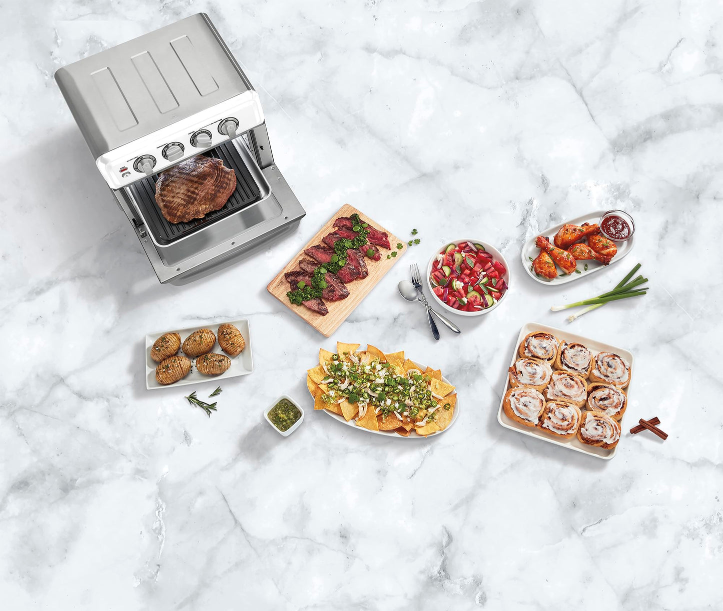 Cuisinart Air Fryer + Convection Toaster Oven, 8-1 Oven with Bake, Grill, Broil & Warm Options, Stainless Steel, TOA-70