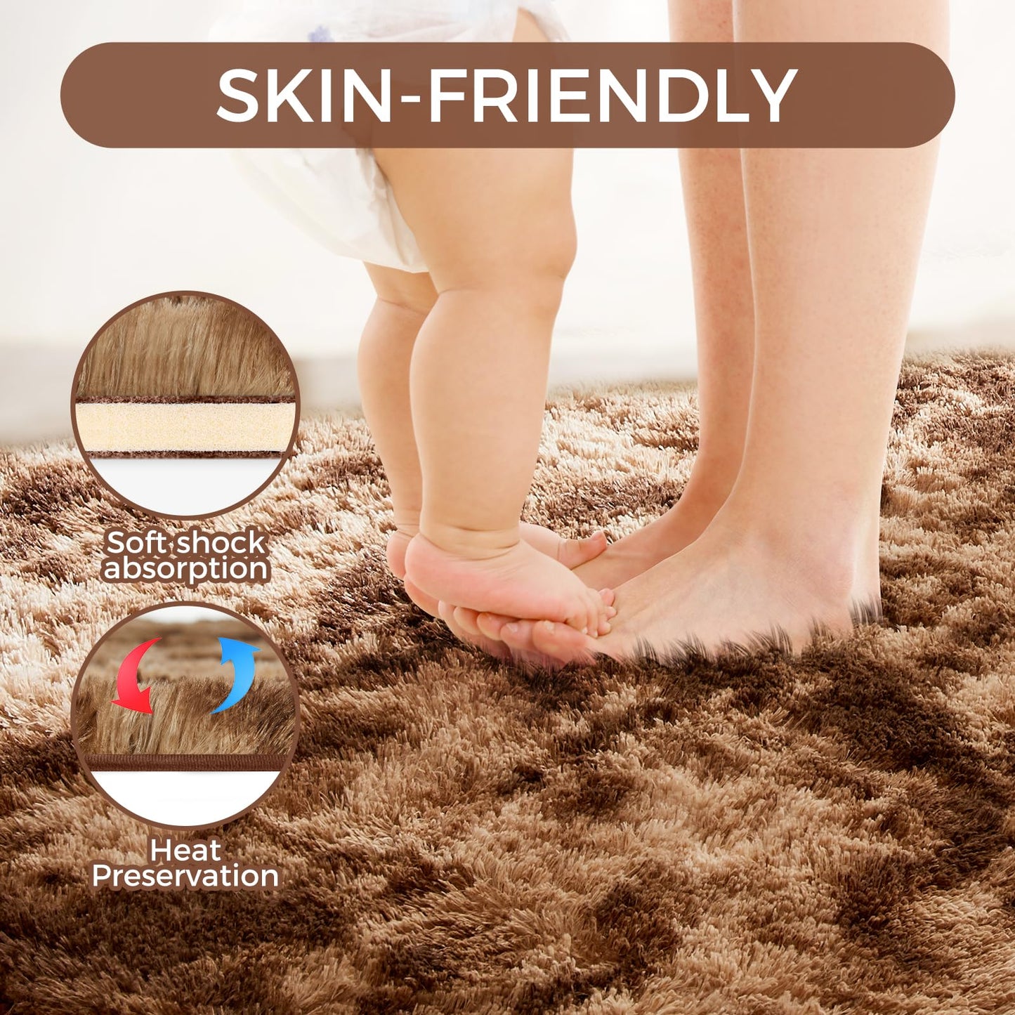 Ultra Soft Rug for Living Room, 5X8 Fluffy Shag Area Rug for Bedroom, Modern Shaggy Carpets Fuzzy Rug for Teens Dorm Nursery Home Decor Aesthetic, Upgrade Anti-Skid Durable, Grey