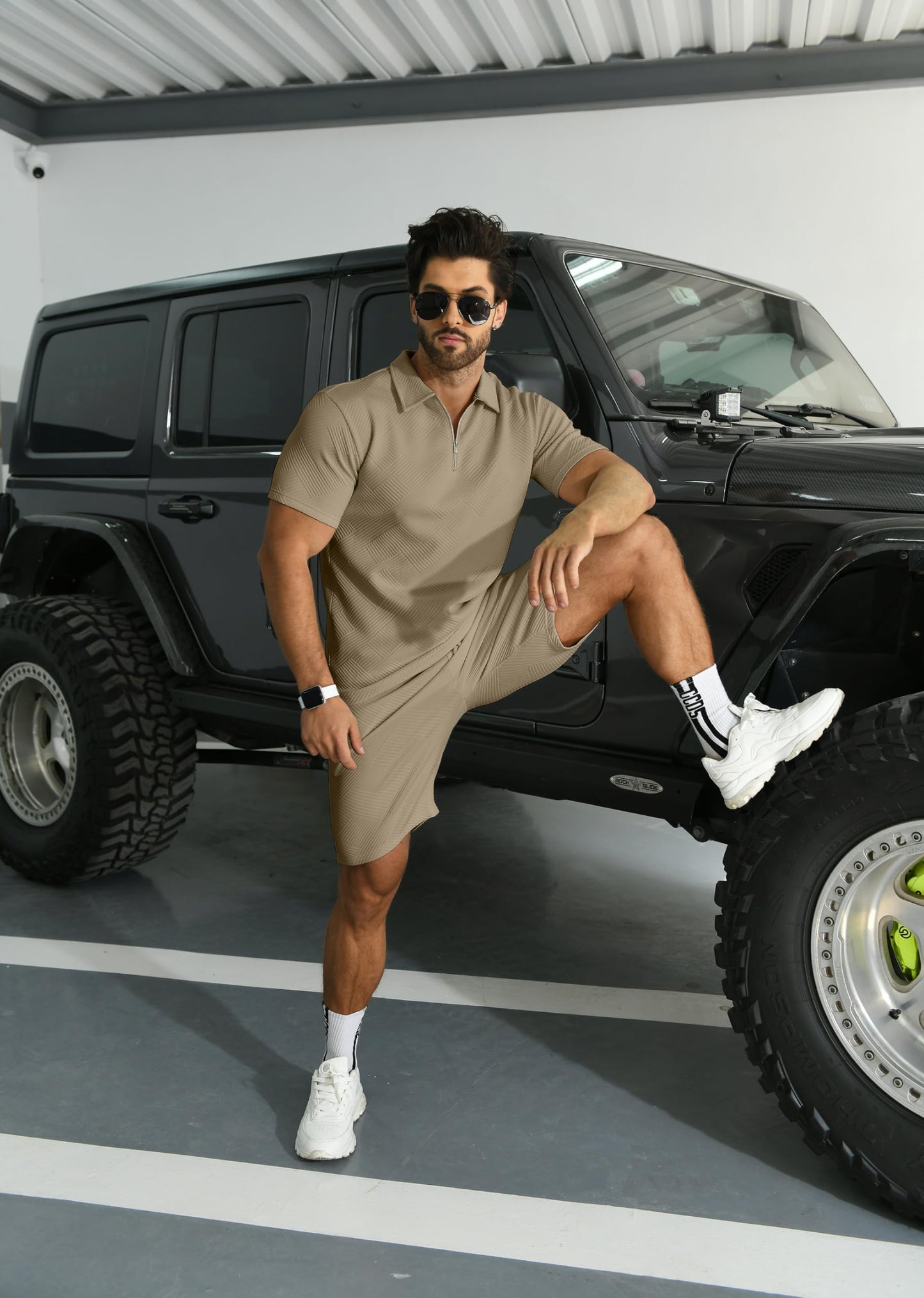 KUYIGO Men's Polo Shirt and Shorts Set Summer Outfits Fashion Casual Short Sleeve Polo Suit for Men 2 Piece Shorts Tracksuit