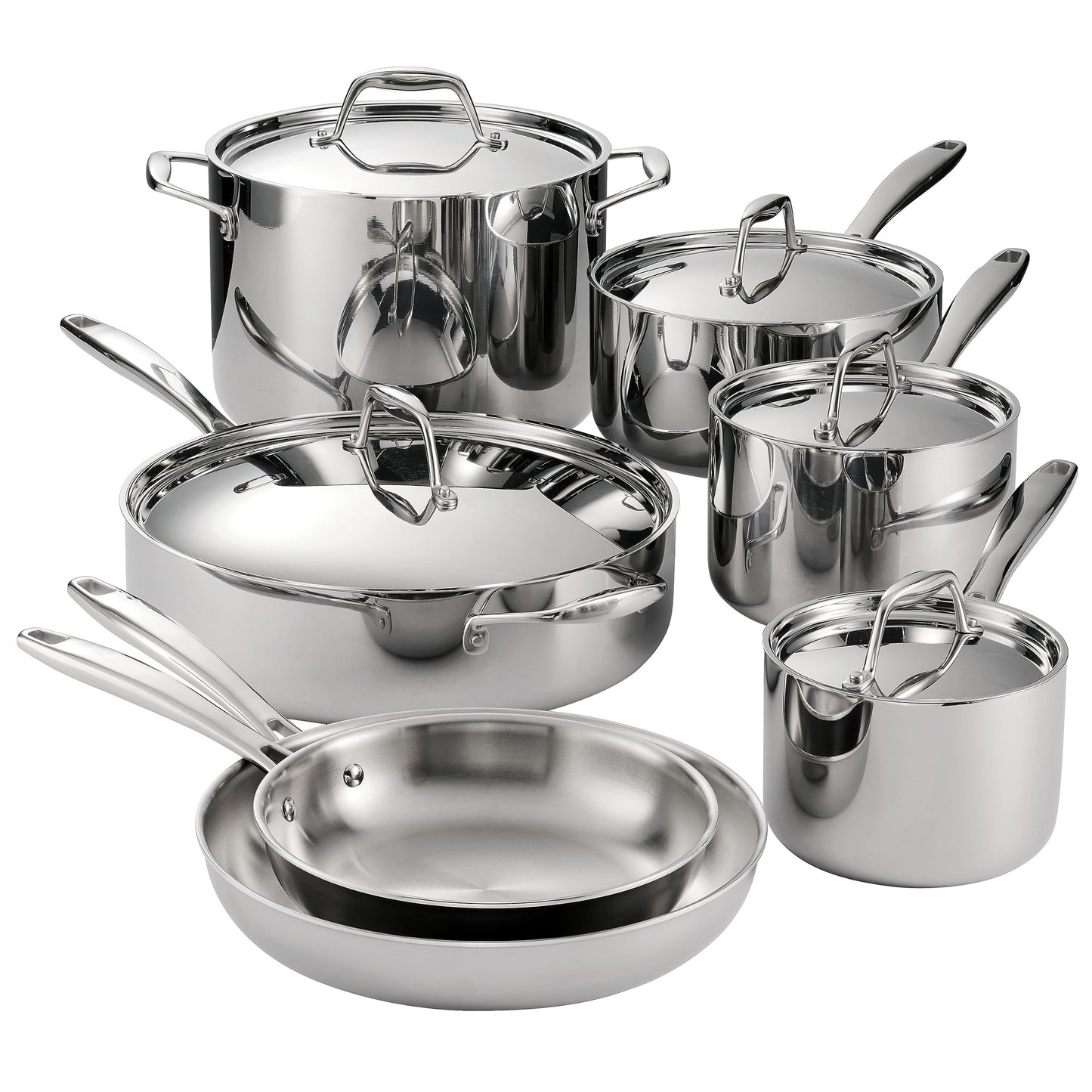 Tramontina Tri-Ply Clad Stainless Steel 11-Piece Cookware Set with Lids, Pots and Pans Kitchen Set, Induction-Ready, Dishwasher-Safe, NSF-Certified