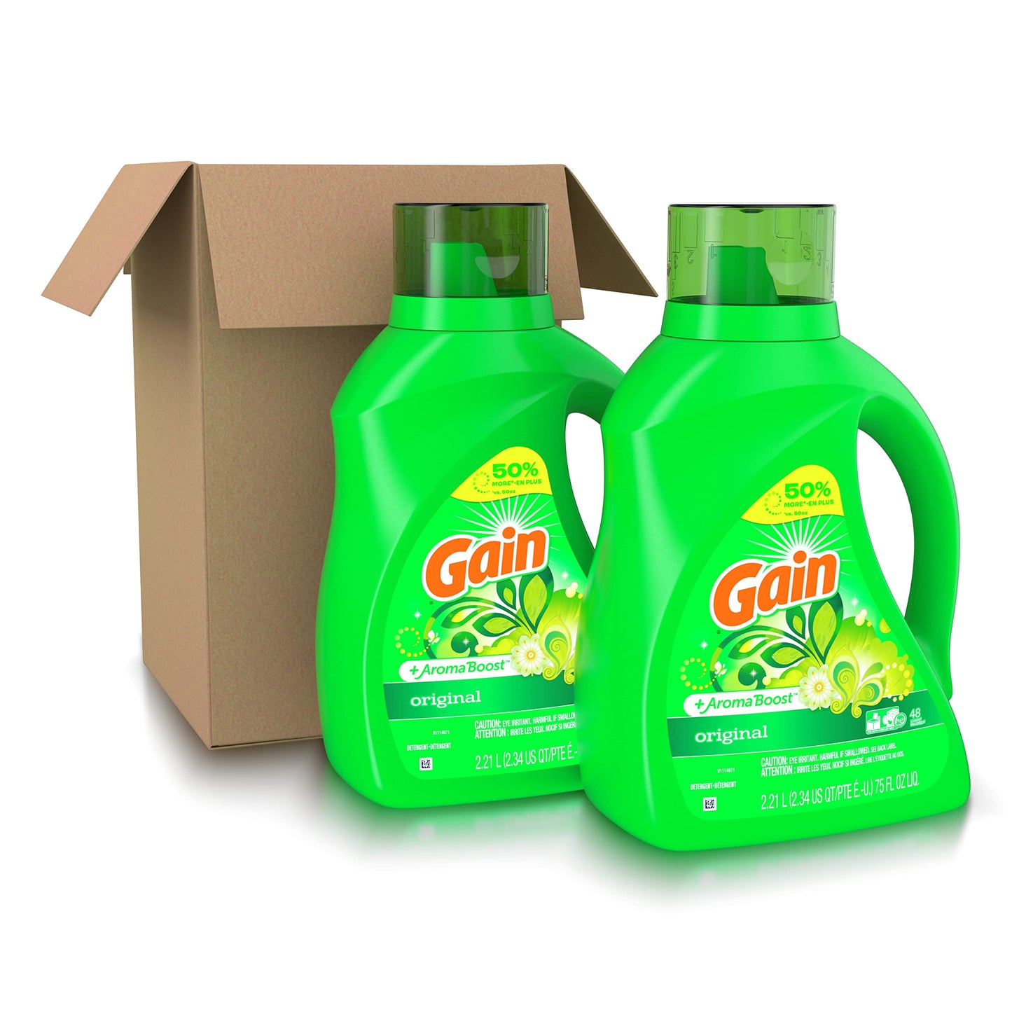 Gain + Aroma Boost Laundry Detergent Liquid, Original Scent, 107 Loads, 154 fl oz, HE Compatible Laundry Soap with Febreze and Oxi, Gain Laundry Detergent, Liquid Laundry Detergent