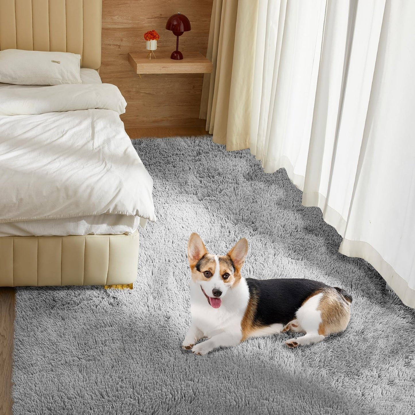 Ultra Soft Rug for Living Room, 5X8 Fluffy Shag Area Rug for Bedroom, Modern Shaggy Carpets Fuzzy Rug for Teens Dorm Nursery Home Decor Aesthetic, Upgrade Anti-Skid Durable, Grey