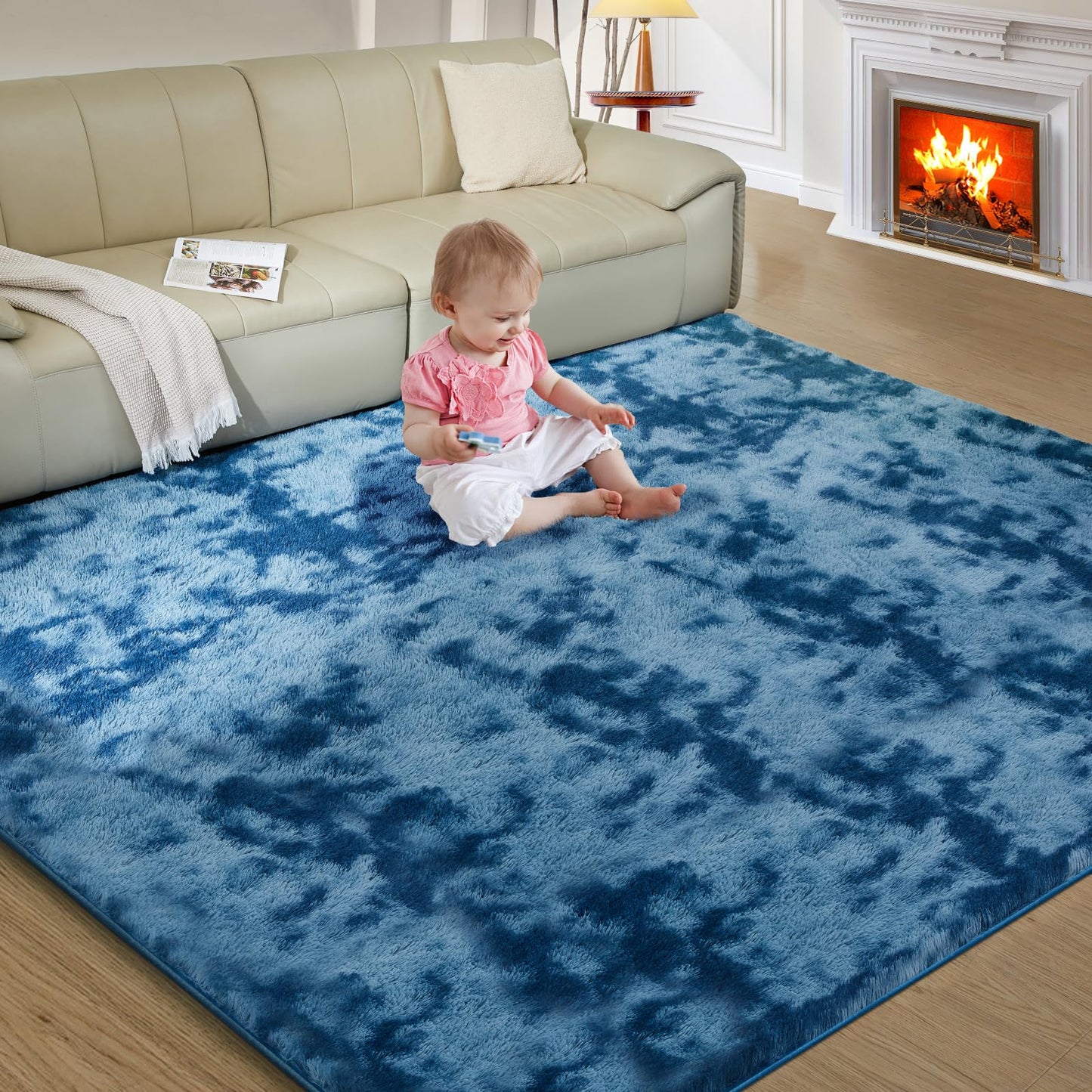 Ultra Soft Rug for Living Room, 5X8 Fluffy Shag Area Rug for Bedroom, Modern Shaggy Carpets Fuzzy Rug for Teens Dorm Nursery Home Decor Aesthetic, Upgrade Anti-Skid Durable, Grey
