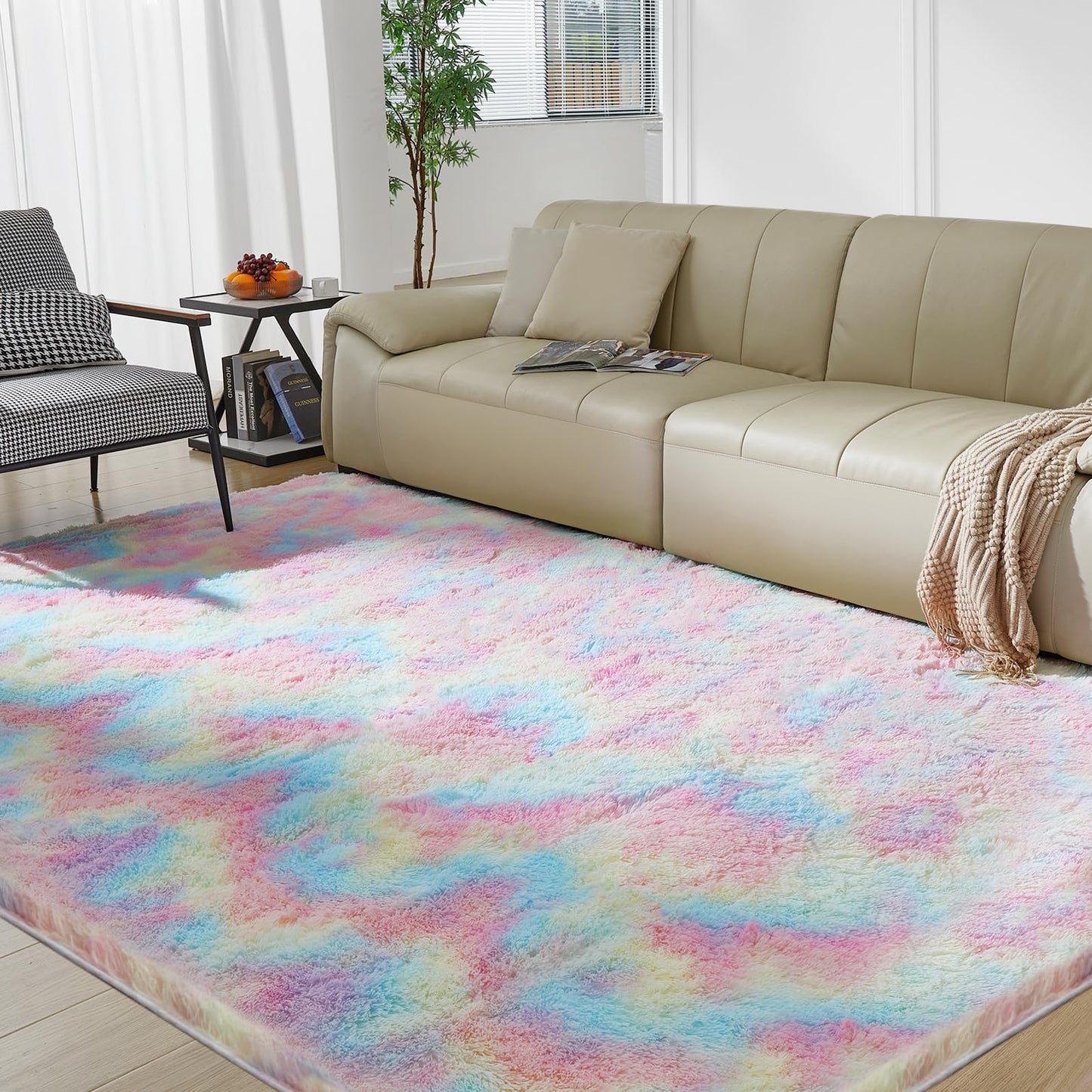 Ultra Soft Rug for Living Room, 5X8 Fluffy Shag Area Rug for Bedroom, Modern Shaggy Carpets Fuzzy Rug for Teens Dorm Nursery Home Decor Aesthetic, Upgrade Anti-Skid Durable, Grey