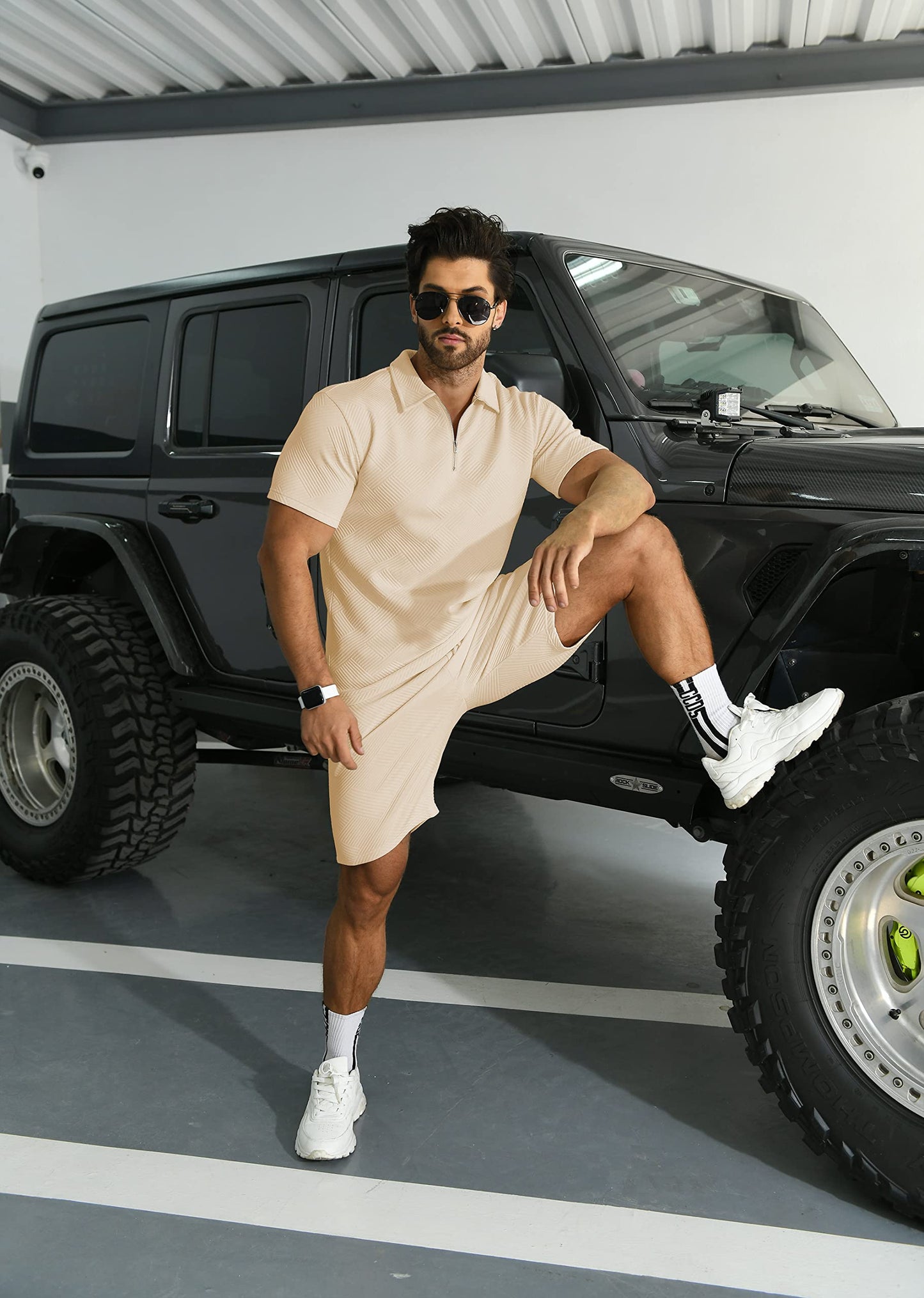KUYIGO Men's Polo Shirt and Shorts Set Summer Outfits Fashion Casual Short Sleeve Polo Suit for Men 2 Piece Shorts Tracksuit