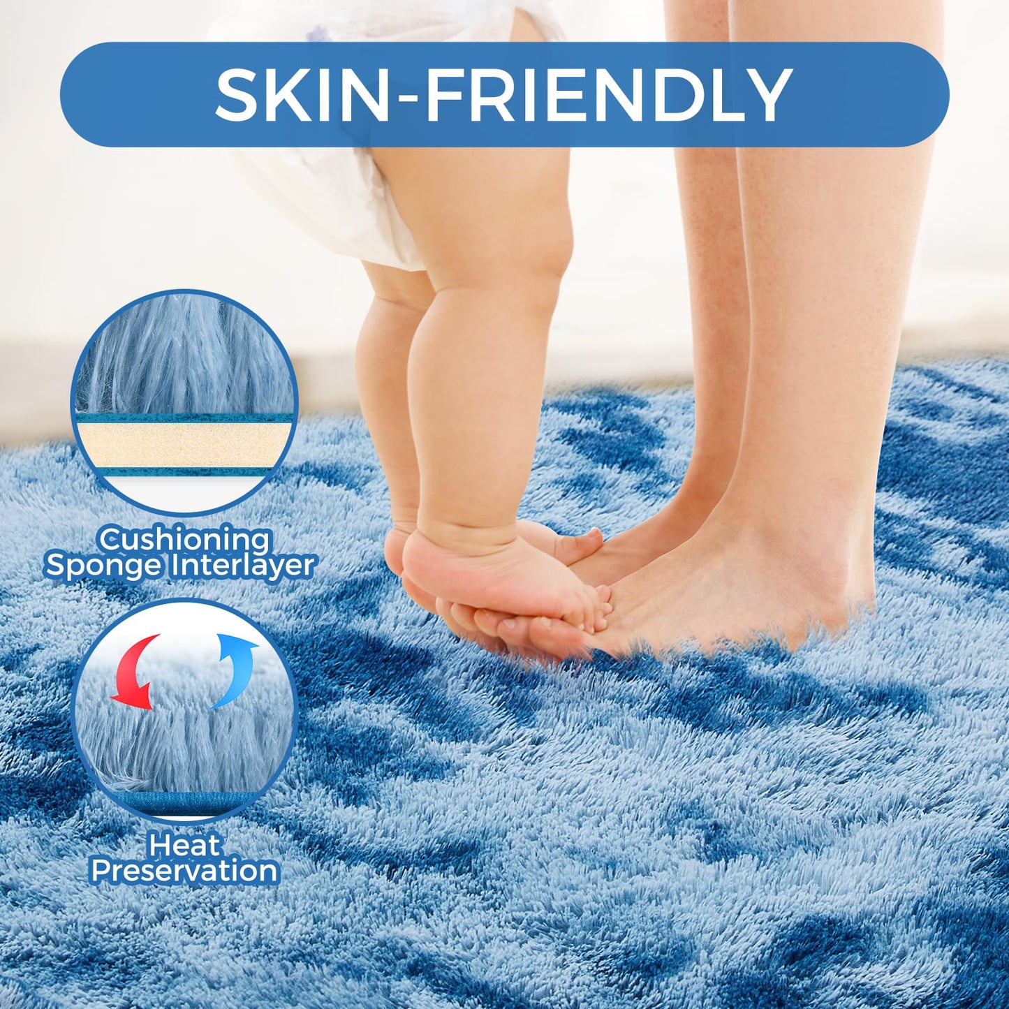Ultra Soft Rug for Living Room, 5X8 Fluffy Shag Area Rug for Bedroom, Modern Shaggy Carpets Fuzzy Rug for Teens Dorm Nursery Home Decor Aesthetic, Upgrade Anti-Skid Durable, Grey