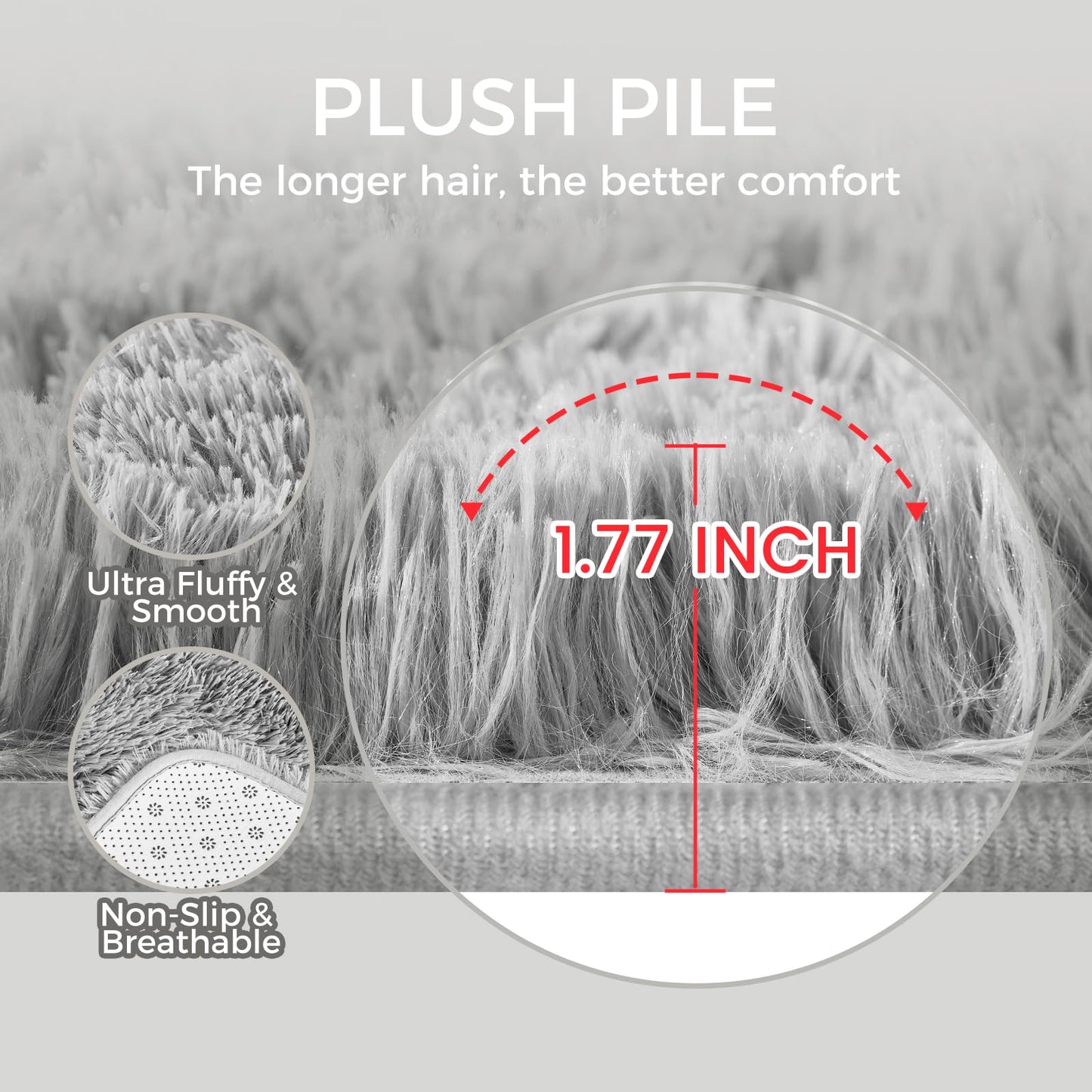 Ultra Soft Rug for Living Room, 5X8 Fluffy Shag Area Rug for Bedroom, Modern Shaggy Carpets Fuzzy Rug for Teens Dorm Nursery Home Decor Aesthetic, Upgrade Anti-Skid Durable, Grey