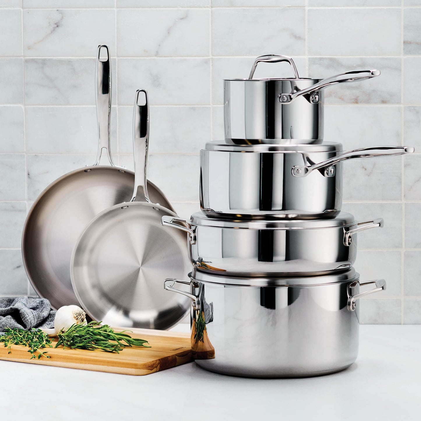 Tramontina Tri-Ply Clad Stainless Steel 11-Piece Cookware Set with Lids, Pots and Pans Kitchen Set, Induction-Ready, Dishwasher-Safe, NSF-Certified