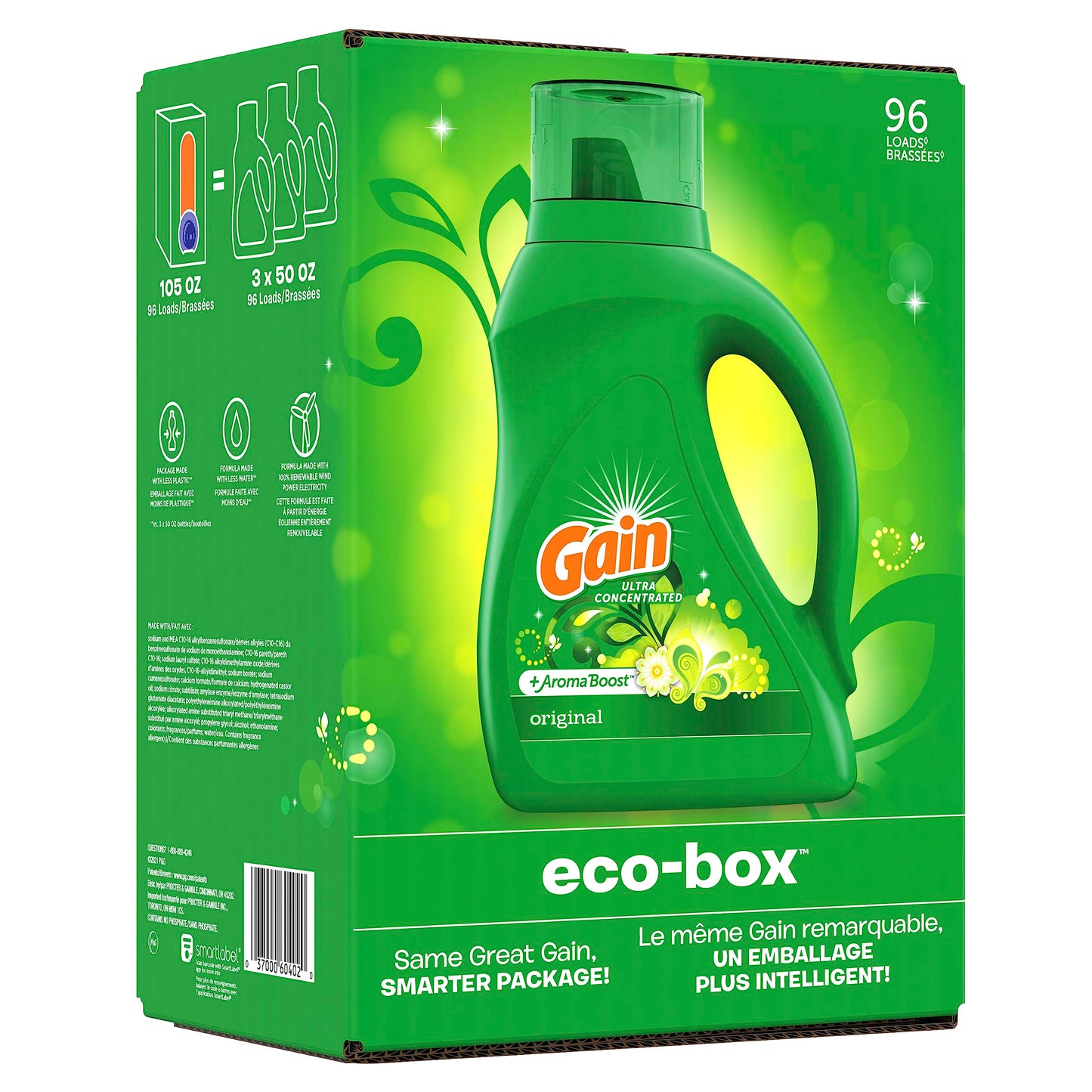 Gain + Aroma Boost Laundry Detergent Liquid, Original Scent, 107 Loads, 154 fl oz, HE Compatible Laundry Soap with Febreze and Oxi, Gain Laundry Detergent, Liquid Laundry Detergent