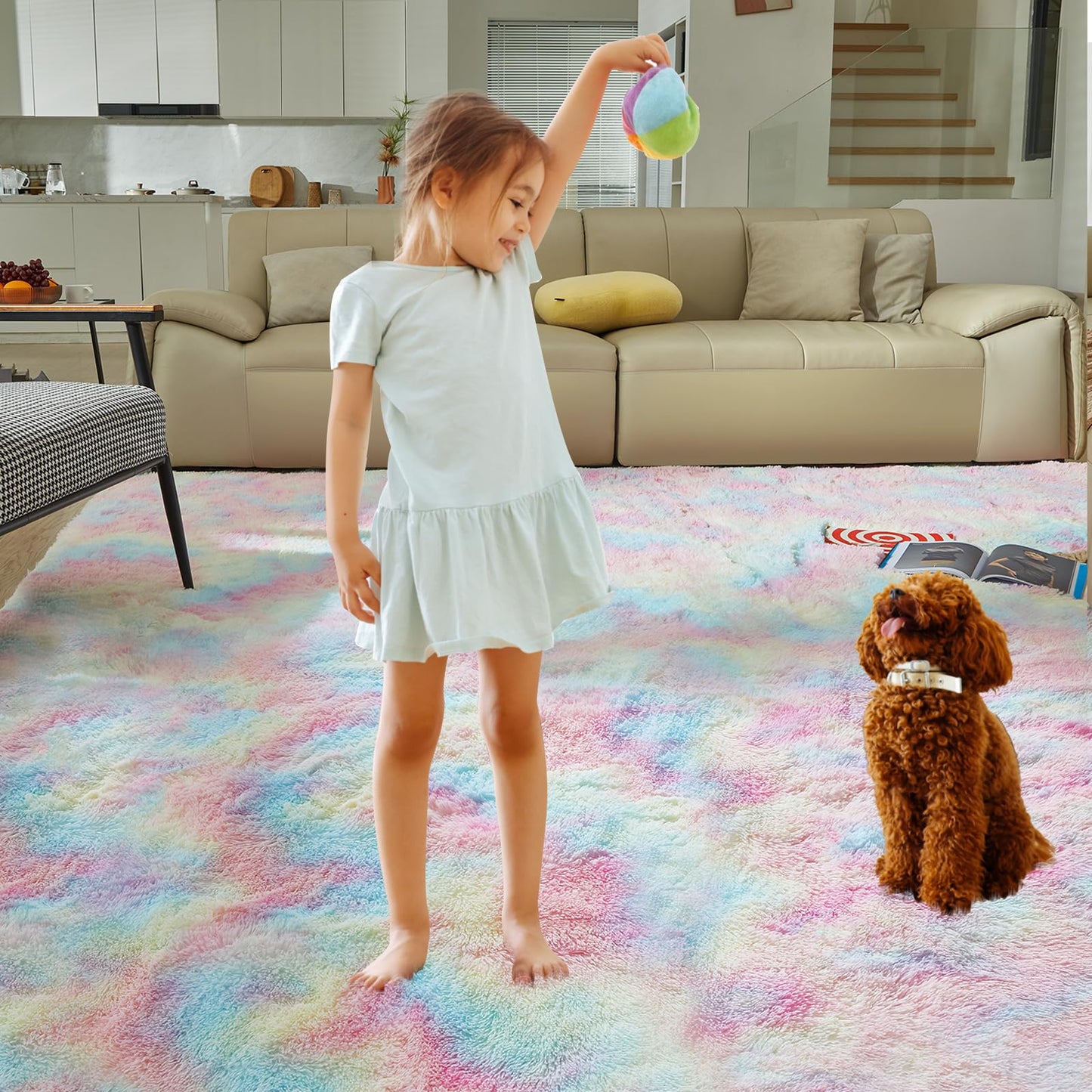 Ultra Soft Rug for Living Room, 5X8 Fluffy Shag Area Rug for Bedroom, Modern Shaggy Carpets Fuzzy Rug for Teens Dorm Nursery Home Decor Aesthetic, Upgrade Anti-Skid Durable, Grey