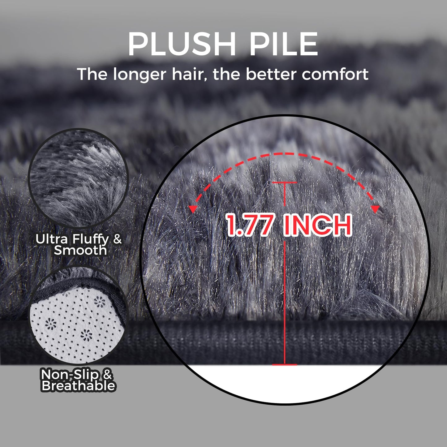 Ultra Soft Rug for Living Room, 5X8 Fluffy Shag Area Rug for Bedroom, Modern Shaggy Carpets Fuzzy Rug for Teens Dorm Nursery Home Decor Aesthetic, Upgrade Anti-Skid Durable, Grey