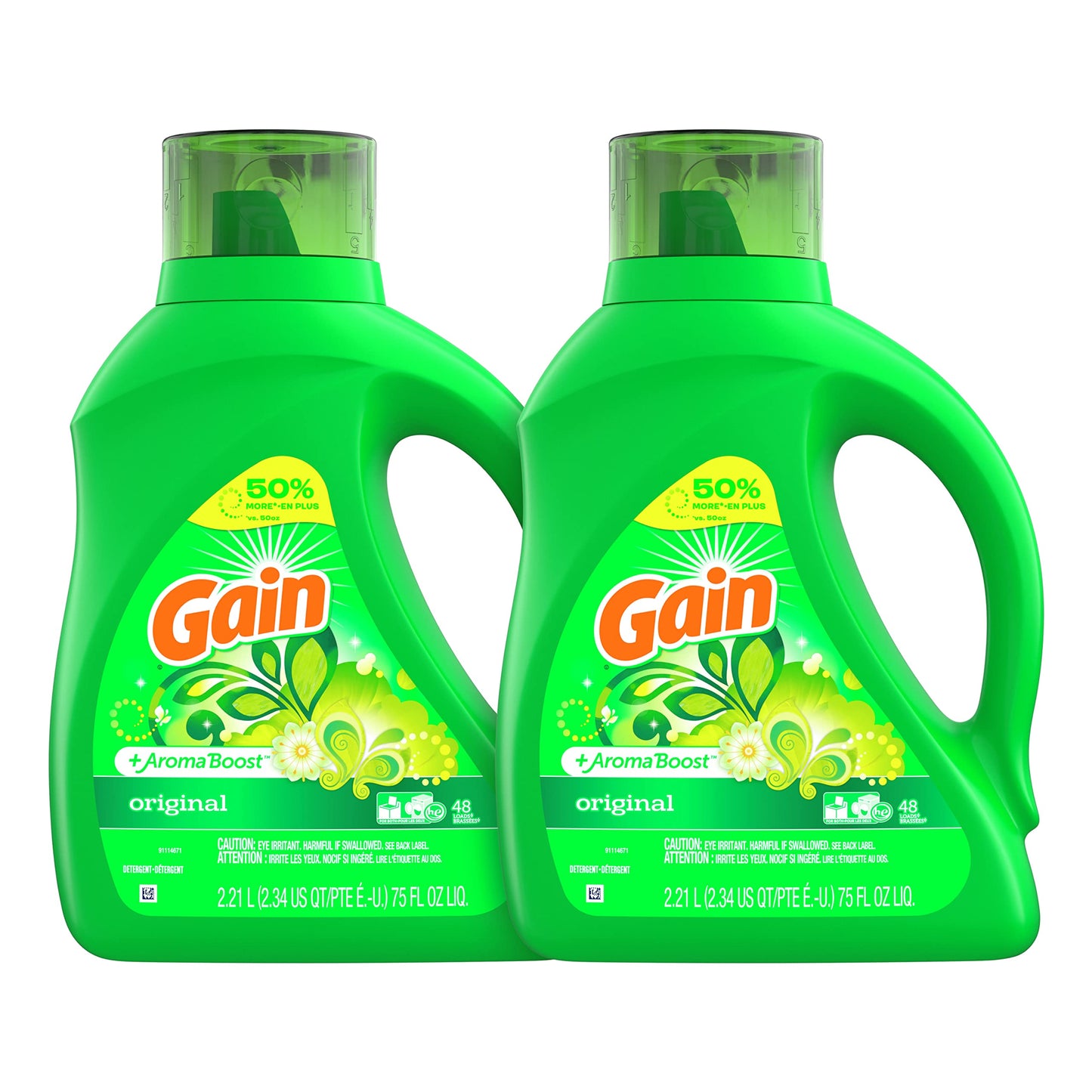 Gain + Aroma Boost Laundry Detergent Liquid, Original Scent, 107 Loads, 154 fl oz, HE Compatible Laundry Soap with Febreze and Oxi, Gain Laundry Detergent, Liquid Laundry Detergent