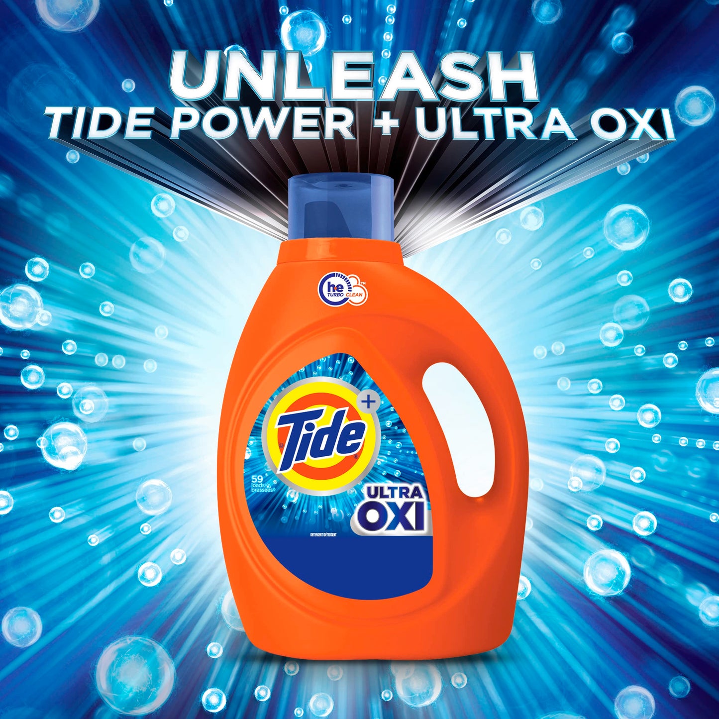 Tide Ultra Oxi Liquid Laundry Detergent, HE Compatible, 59 Loads, 84 fl oz, Tide Laundry Detergent, Laundry Detergent Liquid