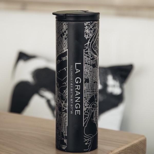 La Grange - Illinois Map Tumbler in Matte Black